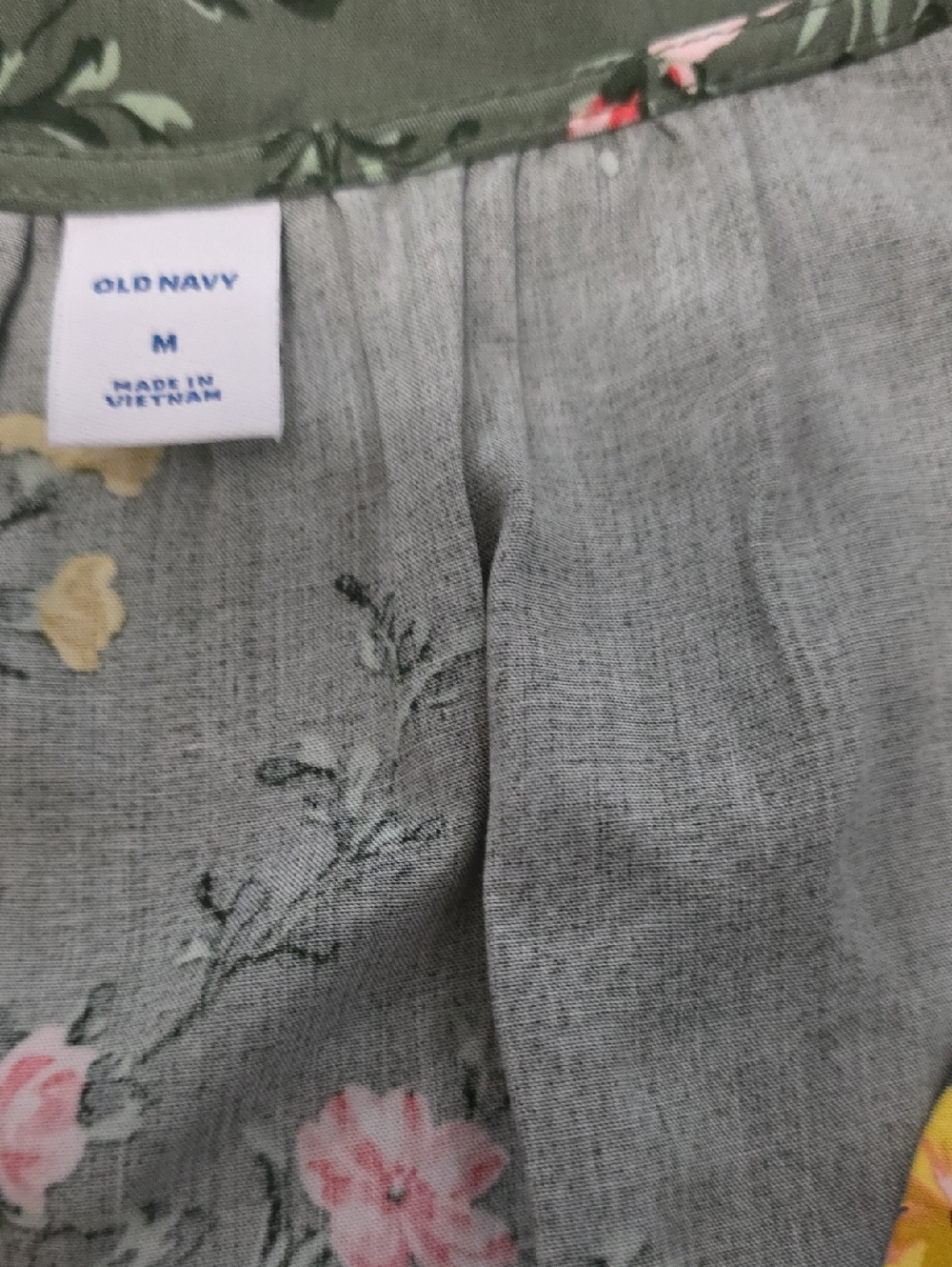 Olive Green Floral Sleeveless V-Neck Dress Size M - Picture 5 of 5